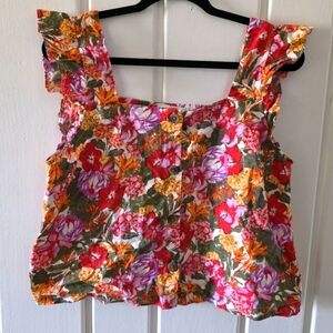 Floral Ruffle sleeve top